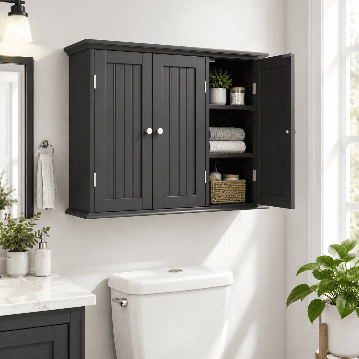 Wall Mounted Storage Cabinet, Black, 9.06