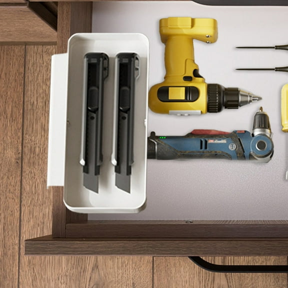 Wall Mounted Storage Drawer Box, Multi Compartment Hidden Organizer with Removable Partitions, Easy to Install Durable Storage Box for Office, Desk, Stationery and Daily Home Use