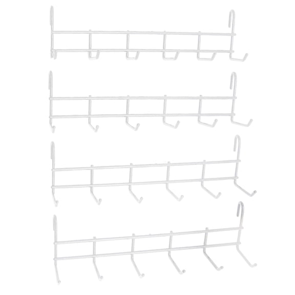 Wall Mounted Storage Hook 4-Pack, 6 Hooks Per Unit, Space-Saving Design Efficient for Keys & Utensils