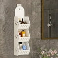 thumbnail image 1 of Wall Mounted Storage Organizer, PVC Bathroom Shelves, White Shower Caddy for Toiletries, Adhesive Wall Rack for Bathroom, Laundry Room, Kitchen Cabinet Organization, Space Saving Solution, 1 of 6