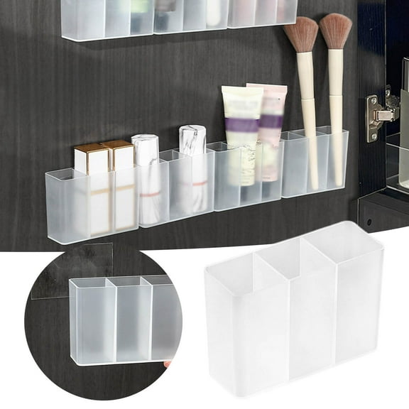 Space Saving Wall Mounted Storage Organizer for Home Bathroom Compartment Hanging Shelf with Backing Ideal for Makeup Brushes and Lipstick Storage