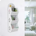 thumbnail image 1 of Wall Mounted Storage Rack, 3-Tier Bathroom Organizer Shelf for Shower, Laundry Room, Over Toilet - Space Saving PVC Shelves with Hanging Hooks, White Home Organization Solution, 1 of 6