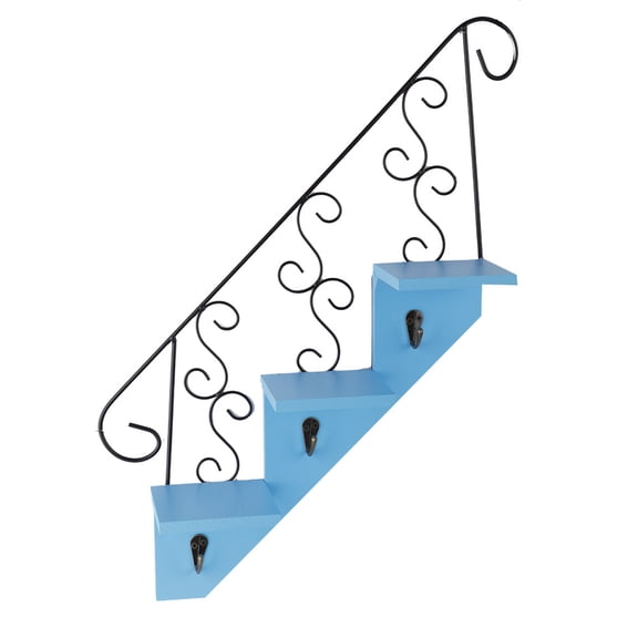 Wall Mounted Storage Rack Shelf With Hook Home Decoration (Blue)