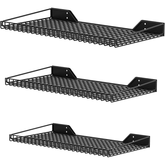 Wall-Mounted Storage Shelves, Mixed-Size Garage Floating Shelving for Closet & Laundry Room, Heavy-Duty Wall Shelf Holds Up to 65 lbs(Black)