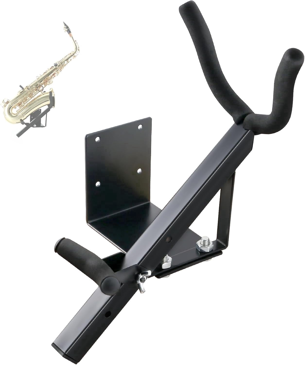 EASTROCK Alto/Tenor Saxophone Wall Mount Stand - Adjustable Saxophone Wall Holder with Soft Padding