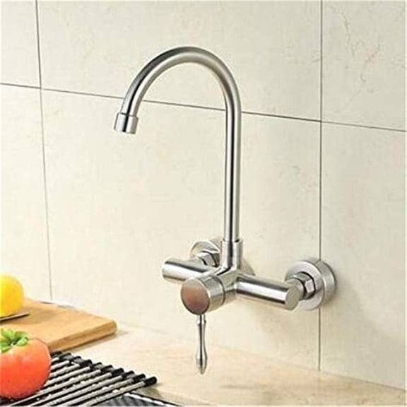 Wall Mounted Stream Sprayer Kitchen Faucet Single Handle 304 Stainless Steel Flexible Hose Kitchen Mixer Taps 360°Rotation with Aerator,D