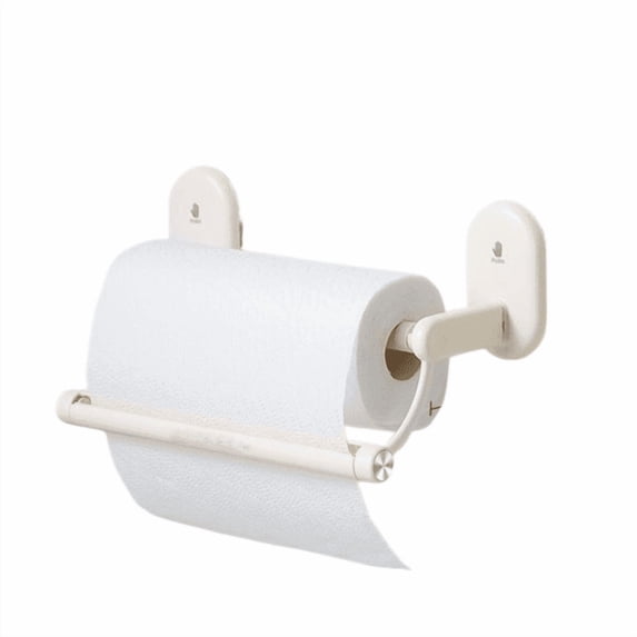 Wall-Mounted Suction Cup Paper towel Holder, No-Drill Kitchen Organizer, One-Hand Tear Dispenser with Storage for Cling Film and Foil, Plastic Mounted towel and Wrap Dispenser