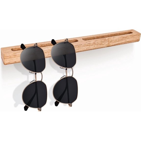 Wall Mounted Sunglasses Organizer, Wooden Glasses Display Rack, Multi-Eyewear Storage Holder (1, Natural)