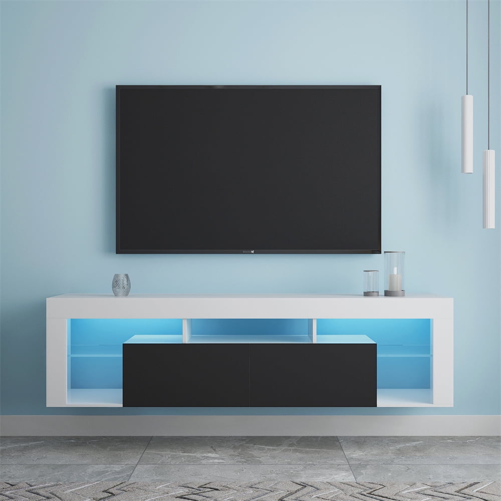 Wall Mounted TV Stand with 20 Colors LED Lights, 63" Floating