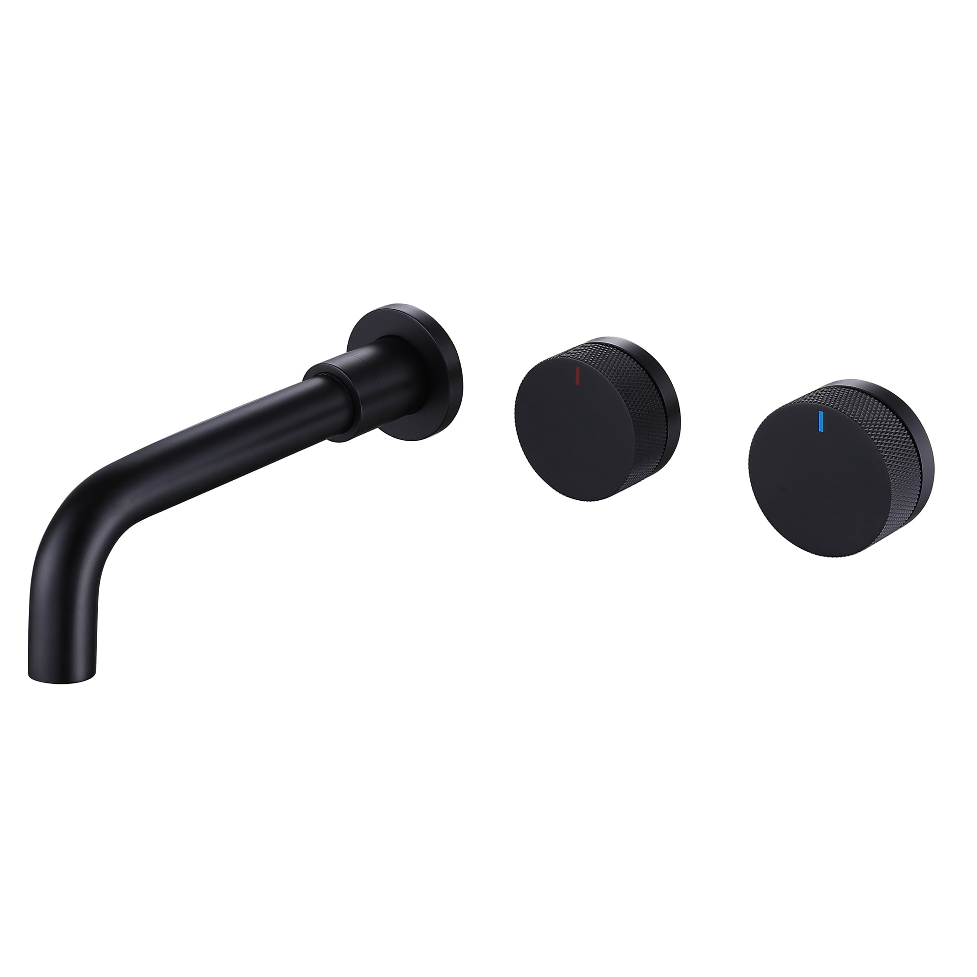 Wall Mounted Three Hole Bathroom Sink Faucet, Double Knob Handles Basin Faucet