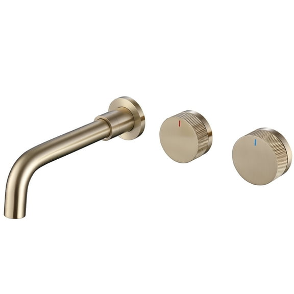 Wall Mounted Three Hole Bathroom Sink Faucet, Double Knob Handles Basin Faucet