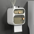 thumbnail image 1 of Wall Mounted Tissue Dispenser, Plastic, Traceless Installation, Sealed Design, with Storage Box, Transparent Window, for Bathroom & Kitchen, 1 of 7