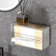 thumbnail image 1 of Wall Mounted Tissue Holder, Adhesive No Drill Transparent Tissue Box Cover for Bathroom Kitchen Living Room, Easy Load Large Capacity, 1 of 6
