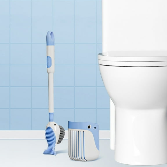 Wall Mounted Toilet Brush and Plunger Set | Flexible Silica Brush Head Cleans Corners | Includes Storage Cover and Strong Adhesive Mount | Quick-Dry Design | Multiple Color Options