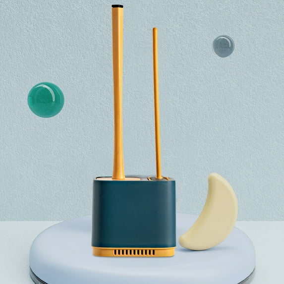 Wall Mounted Toilet Brush Set, 2 in 1 Bathroom Toilet Cleaner with Holder, Soft and Hard Bristle Toilet Bowl Brush for Deep Cleaning, Space Saving Toilet Scrubber for Home and Hotel