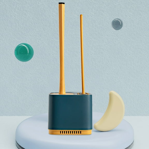 Wall Mounted Toilet Brush Set, 2 in 1 Bathroom Toilet Cleaner with Holder, Soft and Hard Bristle Toilet Bowl Brush for Deep Cleaning, Space Saving Toilet Scrubber for Home and Hotel