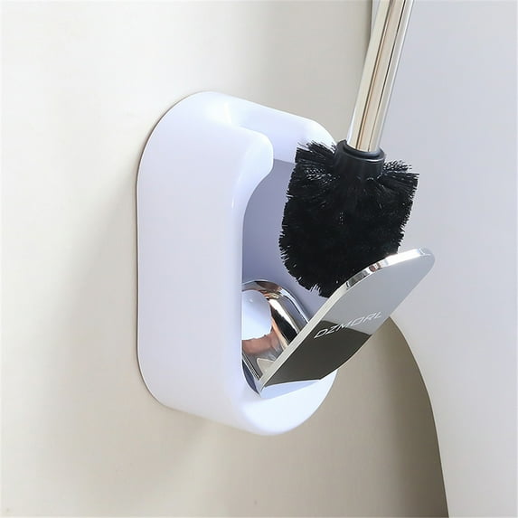 Wall-Mounted Toilet Brush and Holder Set Stainless Steel Bathroom Toilet Brush Shower Nozzle,White,Abs/Stainless Steel/Plating