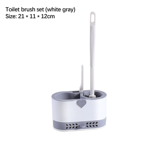 Wall-Mounted Toilet Brush1PC,Long Handle No Dead Corner CleaningNylon Bristles Stainless Steel Holder Compact Storage Solution(White)