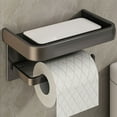 thumbnail image 1 of Wall Mounted Toilet Paper Holder with Phone Shelf and Soap Storage, Stainless Steel Waterproof Dispenser – No Drill Adhesive Roll Rack for Bathroom Kitchen RV Tiny Home, 1 of 6