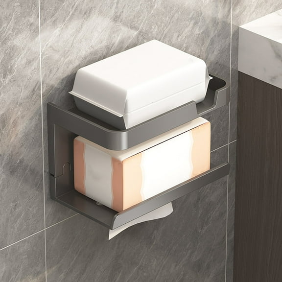Wall Mounted Toilet Paper Holder Self Adhesive Rust Resistant Plastic Bathroom Organizer for Easy Installation and Space Saving Bathroom Storage Solution Akmoler