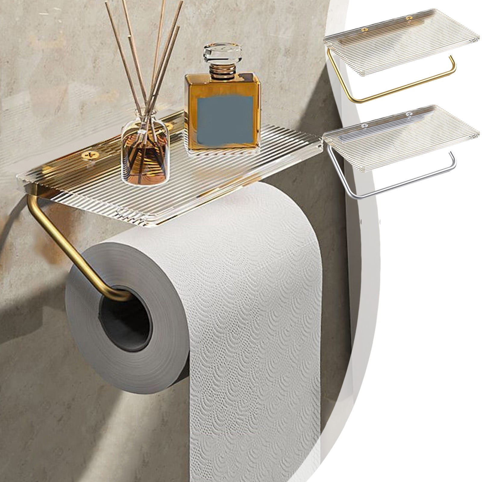 Wall Mounted Toilet Paper Holder with Storage Shelf, Aerospace Aluminum ...
