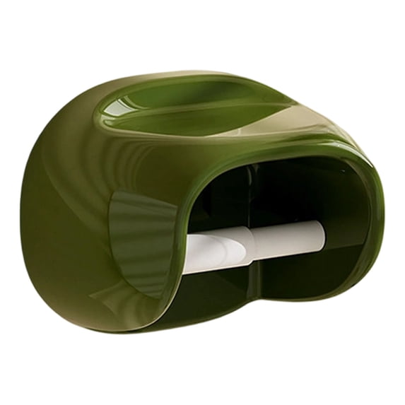 Wall Mounted Toilet Paper Holder With Storage Platform, Tissue Dispenser Rack For Bathroom, Rustproof Stainless Steel Organizer (Green ,19.7*15.7CM)
