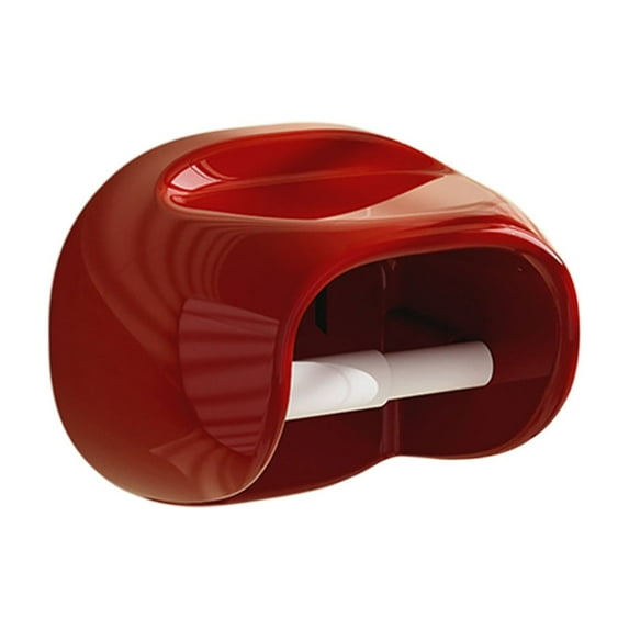 Wall-Mounted Toilet Paper Holder with Shelf, No-Drill Bathroom Roll Paper Storage Box, Waterproof and Space-Saving Design ( Red )