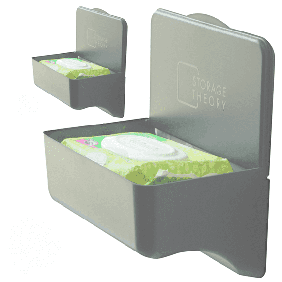 Wall-Mounted Toiletry Holder with Shelf by Storage Theory - Gray - 2 Pack