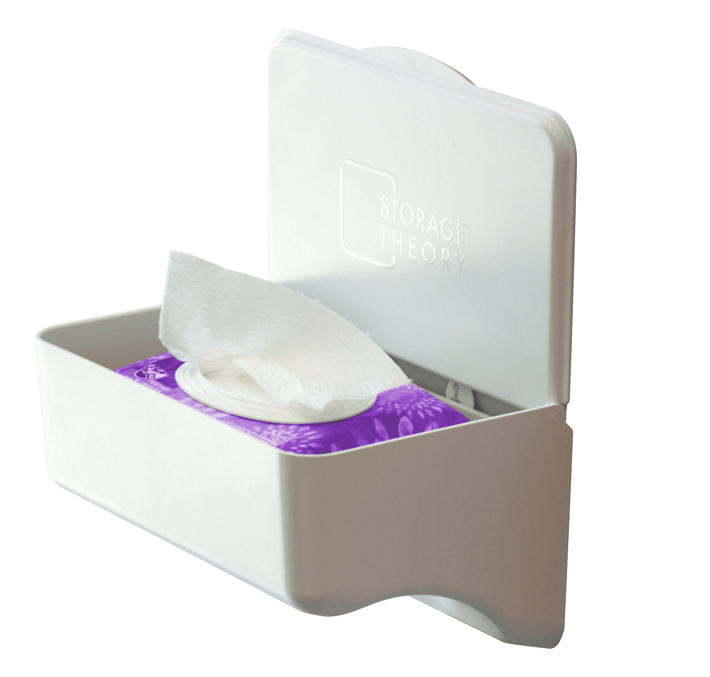 White Peel and Stick Bathroom Wipe Holder with Shelf