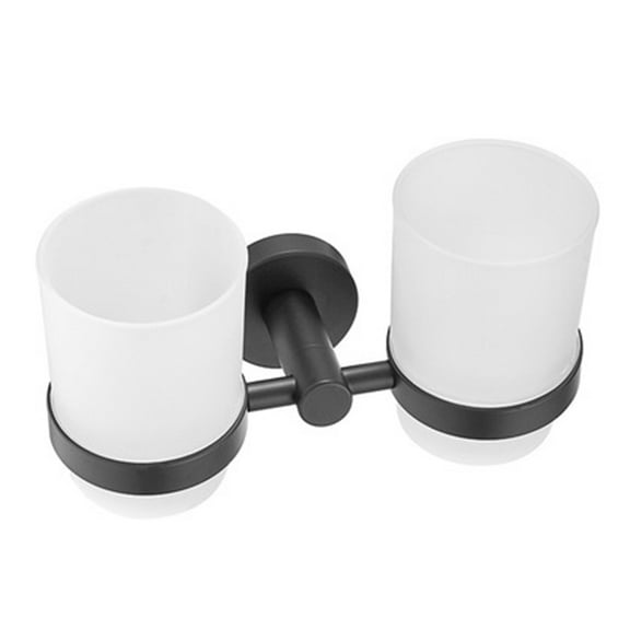 Wall-Mounted Toothbrush Holder with Frosted Glass Cup Set Stainless Steel Toothbrush Rack for Toothbrushes Toothpaste