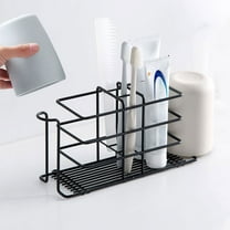 Wall Mounted Toothbrush Storage Rack, Non Perforated Bathroom Holders, Mouthwash Cup Set, Iron Material, Multi Functional Storage, Stable Load Bearing, Fashionable Appearance, Easy To Clean