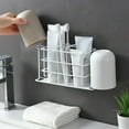 thumbnail image 1 of Wall Mounted Toothbrush Storage Rack, Non Perforated Bathroom Holders, Mouthwash Cup Set, Iron Material, Multi Functional Storage, Stable Load Bearing, Fashionable Appearance, Easy To Clean, 1 of 6