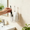 thumbnail image 1 of Wall Mounted Toothbrush and Toothpaste Holder for Bathroom Storage with No Drill Adhesive Design for Space Saving Organization Transparent, 1 of 4