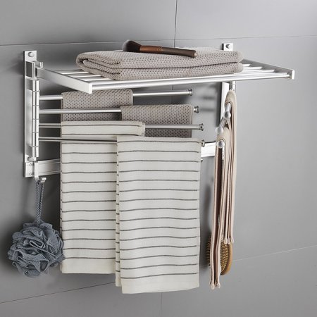 Wall Mounted Towel Rack - Rail Holder Storage Shelf Organizer for Bathroom,Kitchen