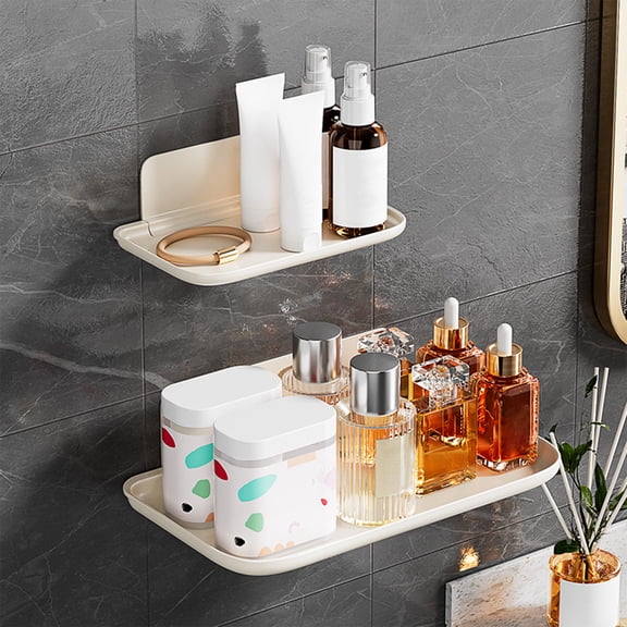Wall Mounted Towel Rack Shelf Bathroom Organizer - Drill FreeFolding Vanity Storage, Damage Free Wall Setup, Multi Scene Toiletry Holder
