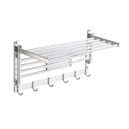 Wall Mounted Towel Rack Towel Holder Hanger Bathroom Towel Storage Shelf & Hook