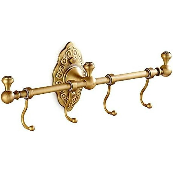 Wall Mounted Towel Rack w/4 Hooks, Antique Brass Towel Bar Rack, Vintage Towel Rail Brass Road, Coat Hook Rack Holders for Bathrooms, Bedrooms, Kitchens$$Tools & Hardware Other