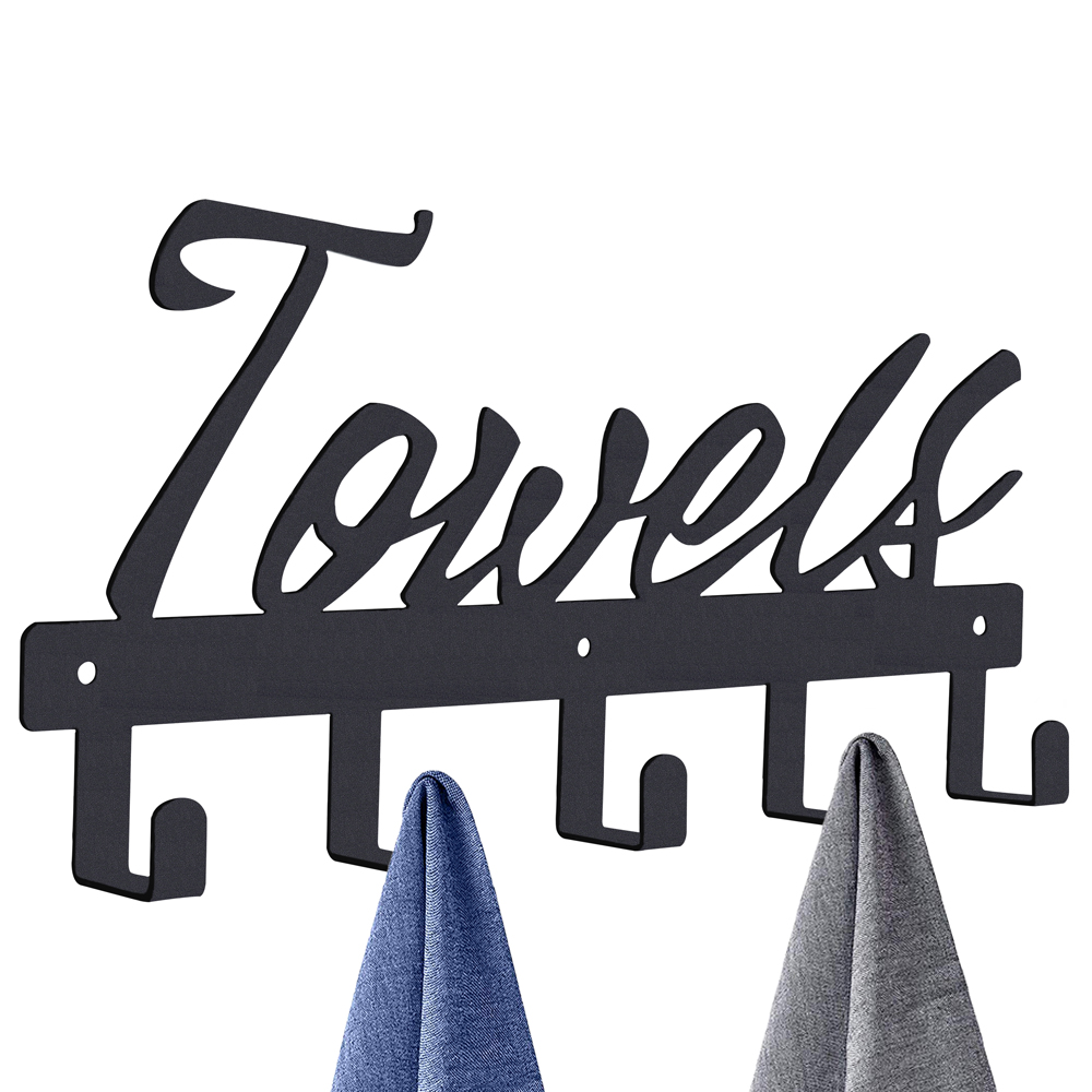 Towel Over the Door Hanger with Towel Rack Bar, 4 Towel Hooks, No
