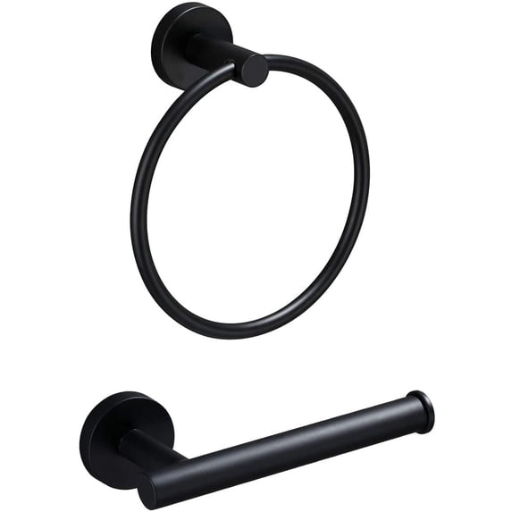 Wall Mounted Towel Ring and Toilet Paper Holder Set, 304 Stainless Steel, 2 Set Bathroom Hardware Accessories for Bathroom, Kitchen