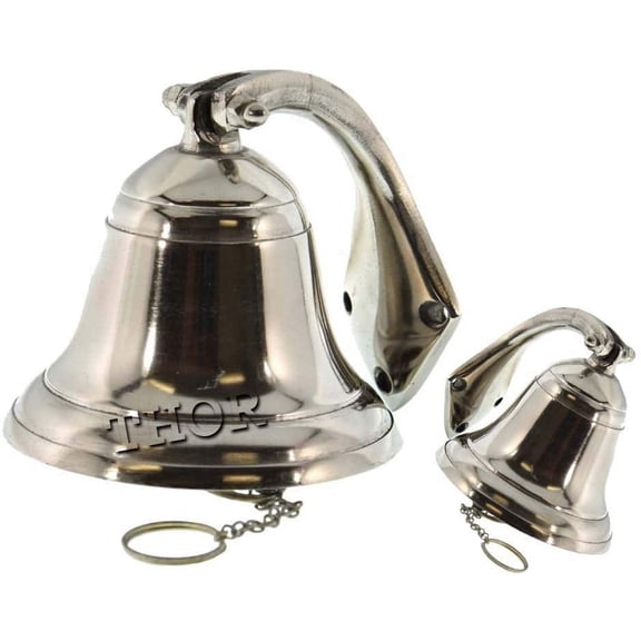 Wall Mounted Traditional Door Ship Bell Nautical Silver Ringer Bell Home & Bars 4 "