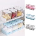 thumbnail image 1 of Wall-Mounted Transparent Spice Jar Set 3-Piece | Plastic Flip-Top Seasoning Boxes with Spoons | Airtight Sealing | Pink Blue Gray | No-Drill Kitchen Organizer 24.7x9.4x8.1cm, 1 of 6