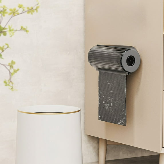 Wall-Mounted Trash Bag Dispenser Organizer with Mount, No-Drill Plastic Holder for Kitchen, Pantry and Laundry Room