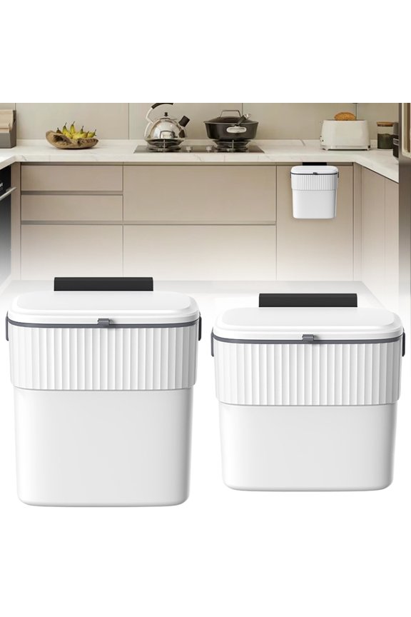 Wall Mounted Trash Can Basdi Wall Mounted Trash Can - Under-Counter Kitchen Compost Bin with Lid | Space-Saving, Odor-Control, Perfect for Small Spaces & Countertop Organization, Under Counter Bin