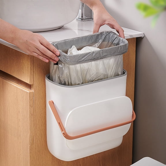 Wall Mounted Trash Can, Hanging Garbage Bin with Lid, Foldable Kitchen Trash Can for Cabinet Door, Collapsible Waste Bin for Small Space RV Camper, 10L Capacity