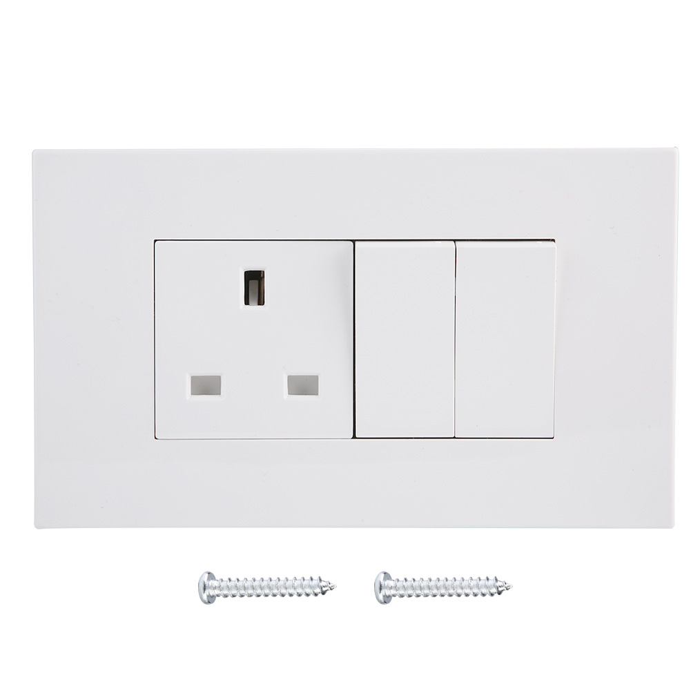 WallMounted UK Plug Adapter Socket with Single Outlet and Dual