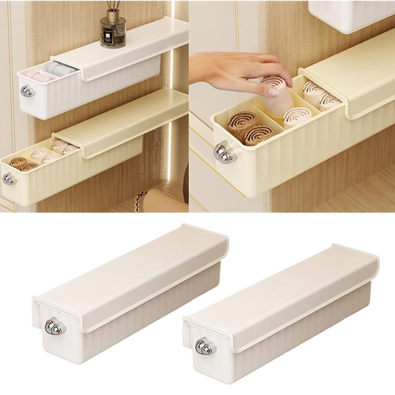 Wall Mounted Underwear Sock Storage Box Self-Adhesive Wardrobe Sock Storage Box Space-Saving Wall-Mounted Drawer Organizer for Underwear and Socks Clothes Drawer Organizers