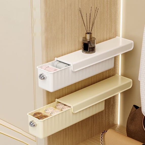 Wall Mounted Underwear and Sock Organizer with 3 Compartments for Closet or Bathroom Storage, Plastic Hanging Tidy Box with Wall Stickers