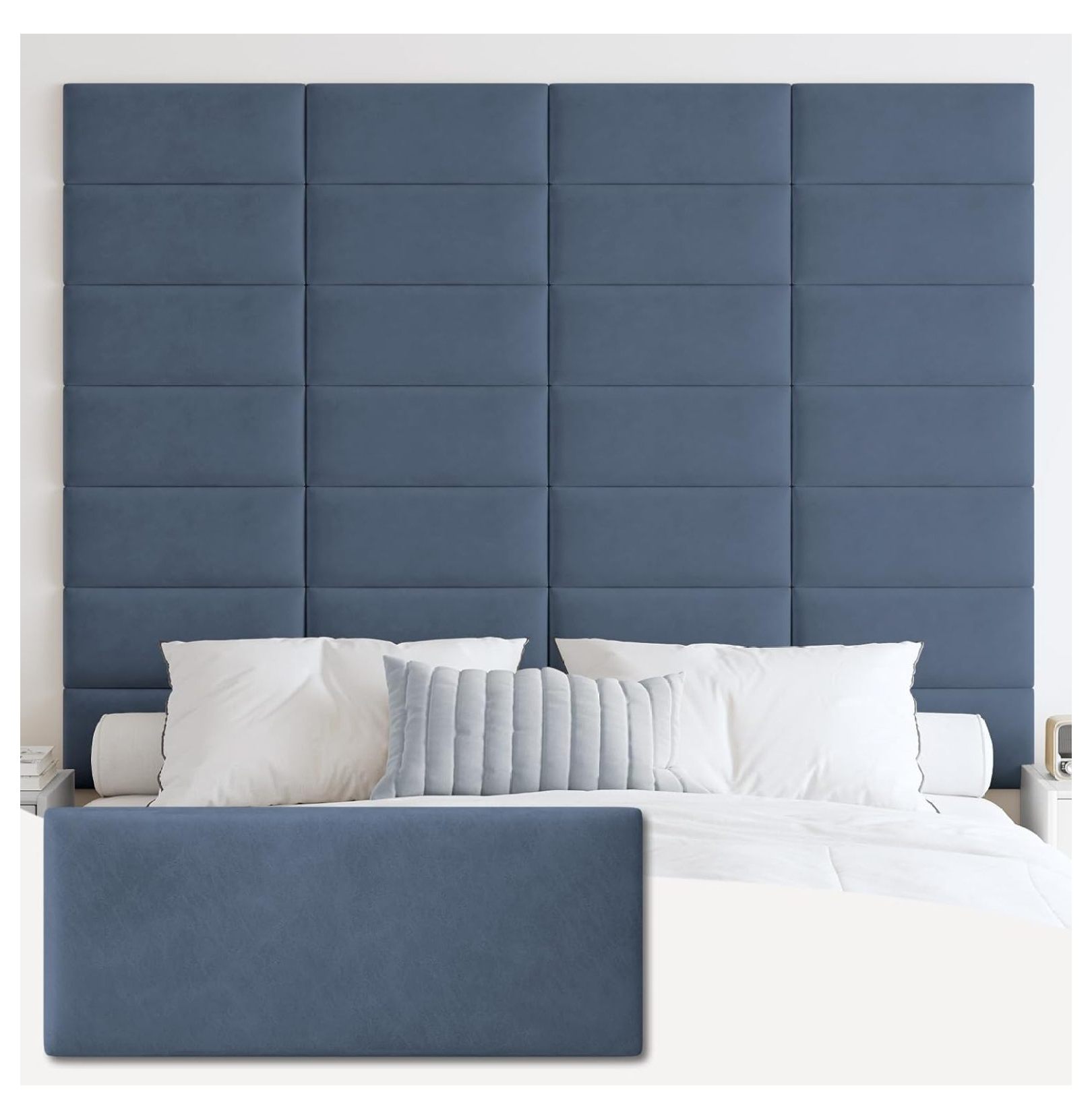 Wall Mounted Upholstered Headboard King, 3D Peel and Stick Soundproof
