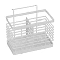 thumbnail image 1 of Wall Mounted Utensil Caddy Kitchen Cutlery Holder With Drainage Tray Heavy Duty Wrought Iron Organizer For Spoons Forks White, 1 of 6