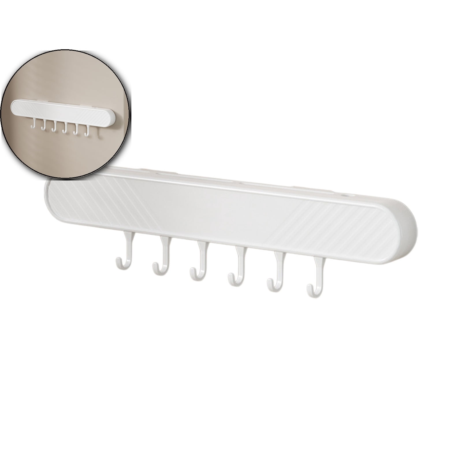 Wall Mounted Utensil Hanger Rack with 6 Hooks Cookware Hanging Shelf ...